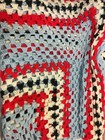 Handmade Crochet Afghan Throw Blanket Granny Square Red Blue White Black 64x64