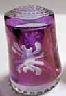 Vintage German Purple Cranberry Glass Etched Thimble W  Label
