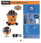 Rigid Wet dry Vac With Blower Nxt 12 Gallon New Open Box Hd1200 Vacuum 