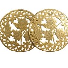 Set Of Two Vintage 9-inch Sheridan Brass Italy Pot Holder Trivets  wall Decor