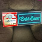 Vintage 1980 Budweiser Lighted Sign Cold Beer  With Clydesdale Works 30   x10 1 2   