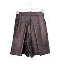 Vintage Bagatelle High-waisted Black Leather Pleated Bermuda Shorts