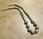 24  Vintage Navajo Graduated Silver Alternating Bead Design Necklace