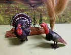 Lot Of 2 German Putz Turkey With Hen And Corn Field - Lead Feet  4 Pcs