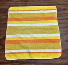 Vintage Mid Century Retro 70s Washcloth Set 3 Cannon Cone Yellow Orange Stripe