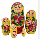 Russian Nesting Dolls Set 5 Wood Babushka Matryoshka Yellow Flower Hand Painted