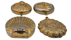 Vtg Lot Of 4 Womens Goldtone Empty Powder Compacts