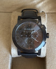 Brand New Burberry Bu9364 Chronograph Dial Steel Case Leather Strap Men s Watch