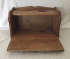 Vintage Wood Bread Box Drop-front Lid Brown Cottage-core Farmhouse Free Standing