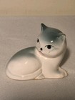 Vintage Mid-century Japanese Gray   White Sad Eye Cat Figurine