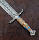 Hand Forged Damascus Steel Viking Sword Medieval Sword Battle Ready   Sheath