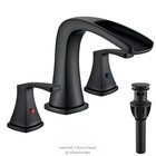 3 Hole Widespread Bathroom Sink Faucet Black 2-handle Vanity Basin Mixer W drain