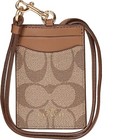 Coach Id Lanyard Badge Holder Card Case - Khaki   Saddle 63274