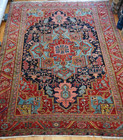 Antique He  Riz Ser  Api 11 3    X 15 6  Hand Knotted Wool Vegetable Dyes Rare Rug