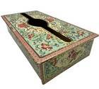 Vtg Daher Tissue Dispenser Box Metal Floral Embossed Tin Freestanding Or Hanging