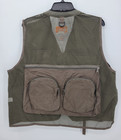 Master Sportsman Fly Fishing Vest Mens Large Brown Outdoor Zip Up Utility Pocket