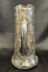 Antique Alvin Art Nouveau 999 Sterling Silver Overlay Crystal Pitcher 3834
