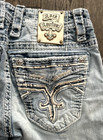 Mens Rock Revival  boyce  Slim Boot Leather Inserts Faux Flap Jeans 30x31