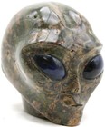 Amazing Jasper Rock Art Sculpture Alien Head Skull Labradorite Gemstone Eyes