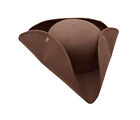 Brown Colonial Tricorn Pirate Hat Tricorne Tri-corner Tricorn Costume Hat