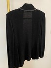 Vintage St  John Knit Blazer Jacket Black Genuine Leather Trim Size 12