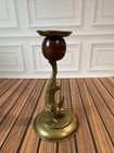 Rare 1977 Arthur Court Brass Wood Rabbit Acrobat Candleholder Candlestick  g2a 