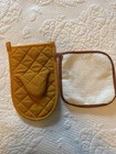 Vintage Oven Mitt Mushroom Onion Harvest Vegetables Yellow 1970s  Potholder Read