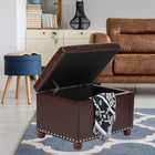 Stylish Button Tufted Pu Leather Storage Bench Ottoman For Living Room   Bedroom