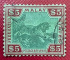 Malaya Federated Malay States Fms 1934 Tiger  5 Fine Used Sg 81 M6118