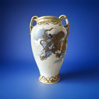 Vtg  Japanese Hand Painted Gold Dragon Moriage  Bihandle Vase Vase  Marked