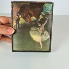 Trinket Box With Ballerina Ornate Silver Tone W  Hinged Lid Jewel Tone Green