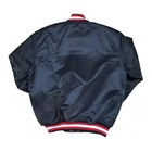 Mens Louisville Satin Varsity Bomber Jacket Snap Button Black Red Sports Coat