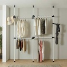3x4 Heavy Duty Adjustable Garment Rack Clothing Pole Closet Rod Organizer Ivory