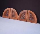 Four Gothic Carved Architectural Panels trim In Solid Oak Wood Salvage