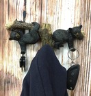 Ebros Rustic 2 Playful Black Bears Dangling On Tree Branches 3 Wall Hooks 9 25 w