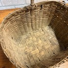 Antique Primitive Gathering Basket W  Handle Early Woven Splint