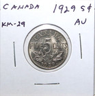Canada 1929 5 Cent Nickel Au Km29 Free Shipping