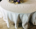 Round Table Cloth  Washable Cotton Linen Tablecloth Flounces Fabric Dust-proo   