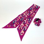 Chanel Chain Motif 2022 Vip Limited Edition Novelty Chouche Scarf Set Of 2 Pink