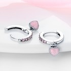 Pandach 925 Sterling Silver Pink Love Heart Drop Dangle Hoop Earrings Women Girl