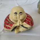 Set Of 3 Chinese Hand Carved Resin Buddha Figures Vintage 