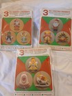 3 Vintage Felt Originals Jeweled Christmas Ornament Kits   Santa Wreath Angel