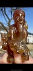 Antique Carved Amber agate  Asian Old Man Or Immortal Or Shoulao  Small Netsuke