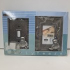 Burnes Early Years Baby Picture Frame Light Switch Cover Set Silver Tone Nursery