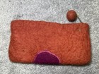 100  Wool Wallet Clutch Orange  Pink  Purple  Flower Handmade Nepal 7-1 2    X 4   