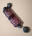 Antique 1875 French Cranberry Cut Glass Double Scent   Salts Bottle Solid Silver