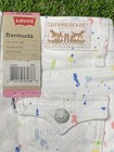Nwt Levis White Denim Bermuda Jean Shorts Adjustable Waist Size 4 Paint Splatter