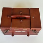Vintage Wooden Fold Out Singer Sewing Box Thread Storage Organizer  sold As Is 