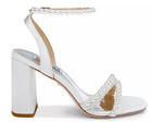 Badgley Mischka Women s Feisty Pearl Block Heel Size 7 Soft White Satin Bnib