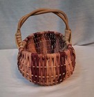 Vintage Handwoven Dyed Egg Gathering Basket Split Buttocks Primitive God s Eye